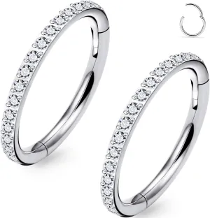 20G 18G 16G Titanium Nose Rings Hoops G23 Hinged Septum Nose Rings Clicker Helix Daith Rook Cartilage Tragus Earrings Segment Ring Lip Ring Piercing Jewelry for Women Men 8mm 10mm