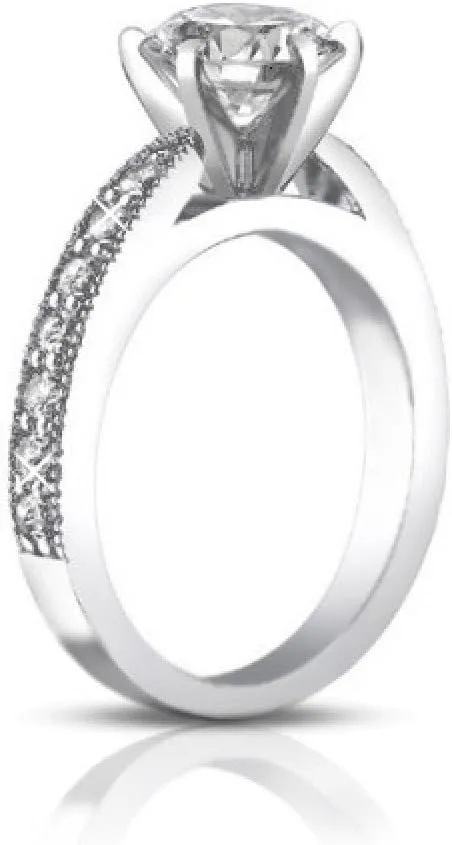 2.25 ct Round Cut Diamond Engagement Ring Set Whit Millgrain on The Shank in Platinum