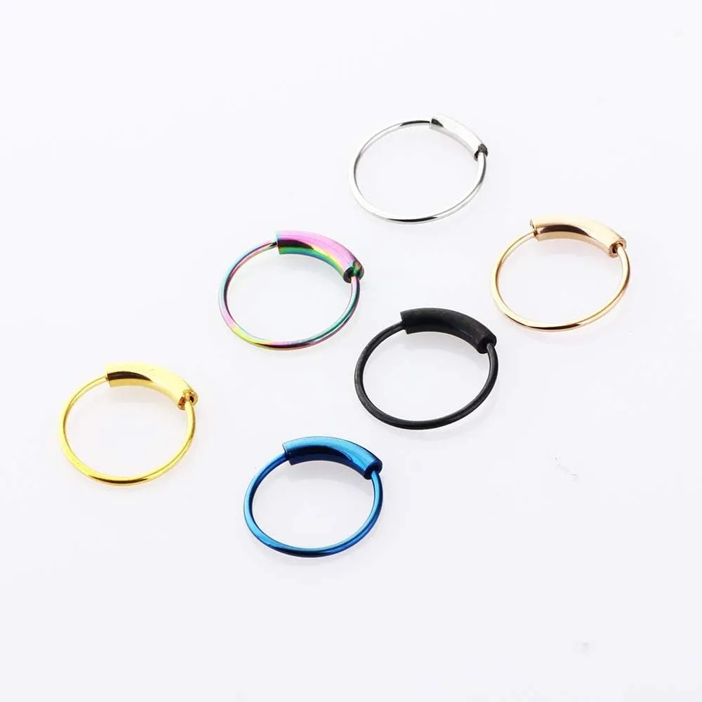 2PC 0.6mm(22G) Silver Diameter 6mm Septum Nose Hoop Tragus Cartilage Jewelry 316L Stainless Steel Hypoallergenic Earring Conch Ring Piercing Jewelry for Women And Men