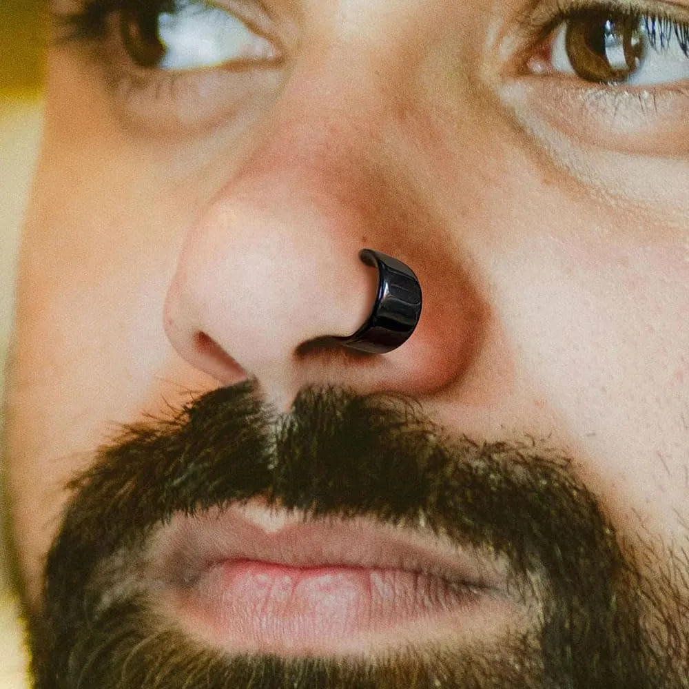 2PCS 14G/16G Septum Ring Hoop, Retro design nose rings Clicker Cartilage Earring Hinged Segment Daith Piercing Jewelry Stainless Steel 316L gold silver black