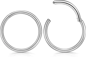 2pcs 316l Surgical Steel Nose Rings 20G 18G 16G Nose Hoop Diameter 6mm 7mm 8mm 9mm 10mm 12mm Septum Ring Cartilage Earrings Helix Tragus Conch Daith Rook Nose Piercing Jewelry Gold-Silver