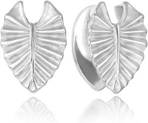 2PCS 8mm-25mm (0G-1") Novelty Leaf Saddle Hanger Gauges Plugs for Stretched Ears, Hypoallergenic 316 Stainless Steel Ear Tunnels Gauges Body Piercing Jewelry for Men Women