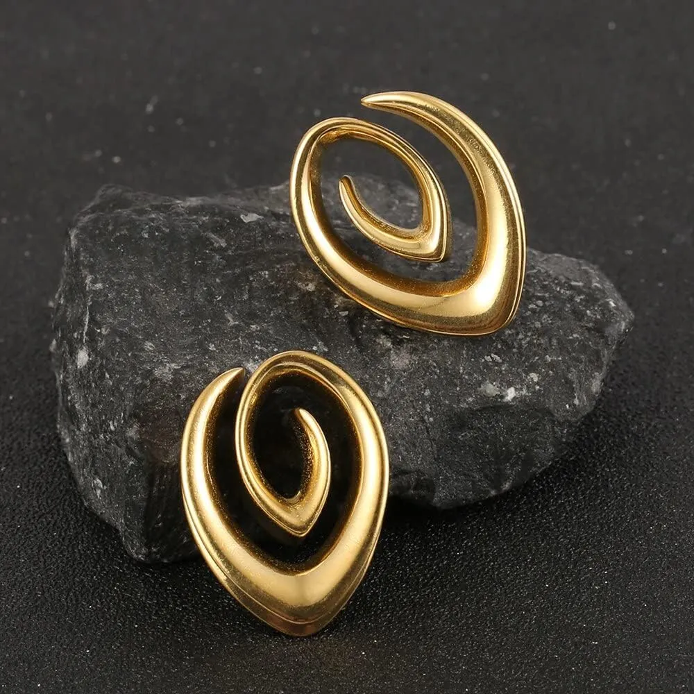 2PCS 8mm-25mm (0G-1") Spiral Saddle Plugs Gauges Tunnels for Stretched Ears, Hypoallergenic 316 Stainless Steel Ear Tunnels Gauges Body Piercing Jewelry for Men Women