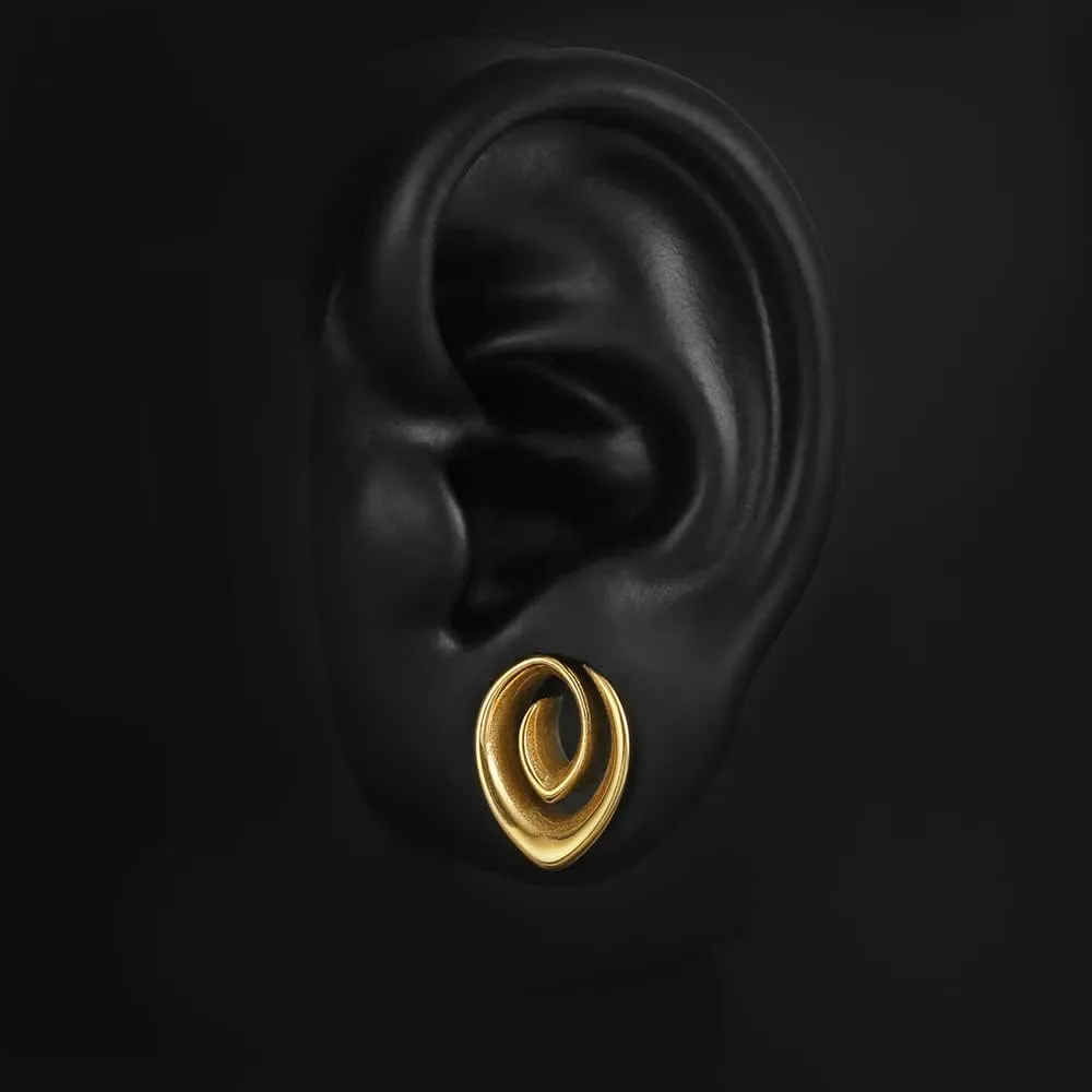2PCS 8mm-25mm (0G-1") Spiral Saddle Plugs Gauges Tunnels for Stretched Ears, Hypoallergenic 316 Stainless Steel Ear Tunnels Gauges Body Piercing Jewelry for Men Women