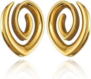 2PCS 8mm-25mm (0G-1") Spiral Saddle Plugs Gauges Tunnels for Stretched Ears, Hypoallergenic 316 Stainless Steel Ear Tunnels Gauges Body Piercing Jewelry for Men Women