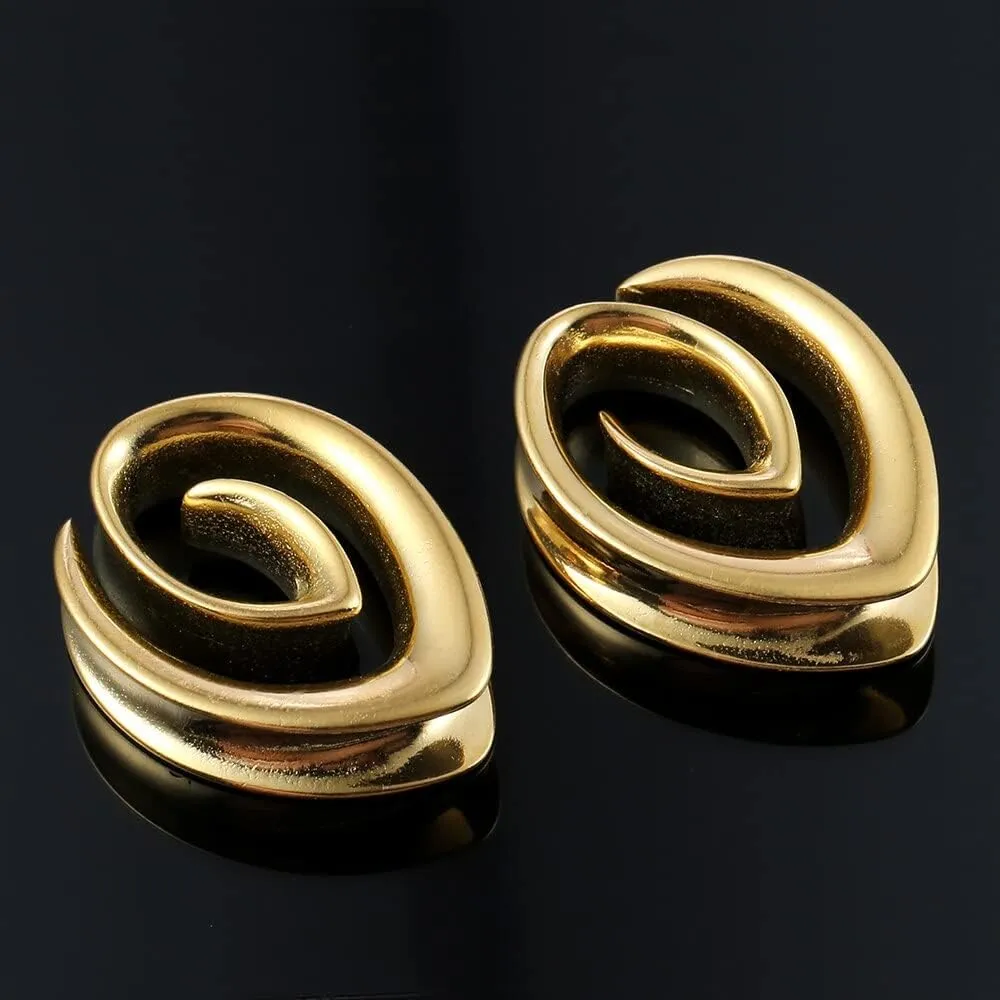 2PCS 8mm-25mm (0G-1") Spiral Saddle Plugs Gauges Tunnels for Stretched Ears, Hypoallergenic 316 Stainless Steel Ear Tunnels Gauges Body Piercing Jewelry for Men Women