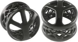 2Pcs Blackline Alloy Double Flared Saddle Piercing Jewelry Ear Stretcher Plugs Flesh Earring Lobe Gauge More Choices