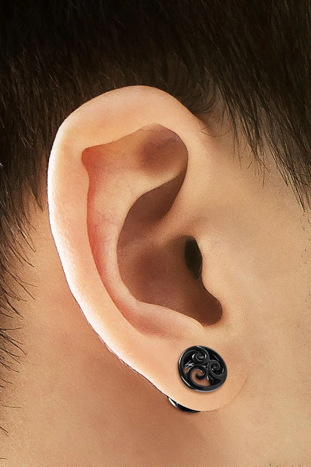 2Pcs Blackline Alloy Double Flared Saddle Piercing Jewelry Ear Stretcher Plugs Flesh Earring Lobe Gauge More Choices