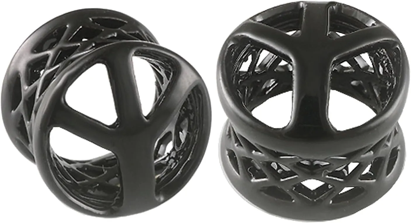 2Pcs Blackline Alloy Double Flared Saddle Piercing Jewelry Ear Stretcher Plugs Flesh Earring Lobe Gauge More Choices