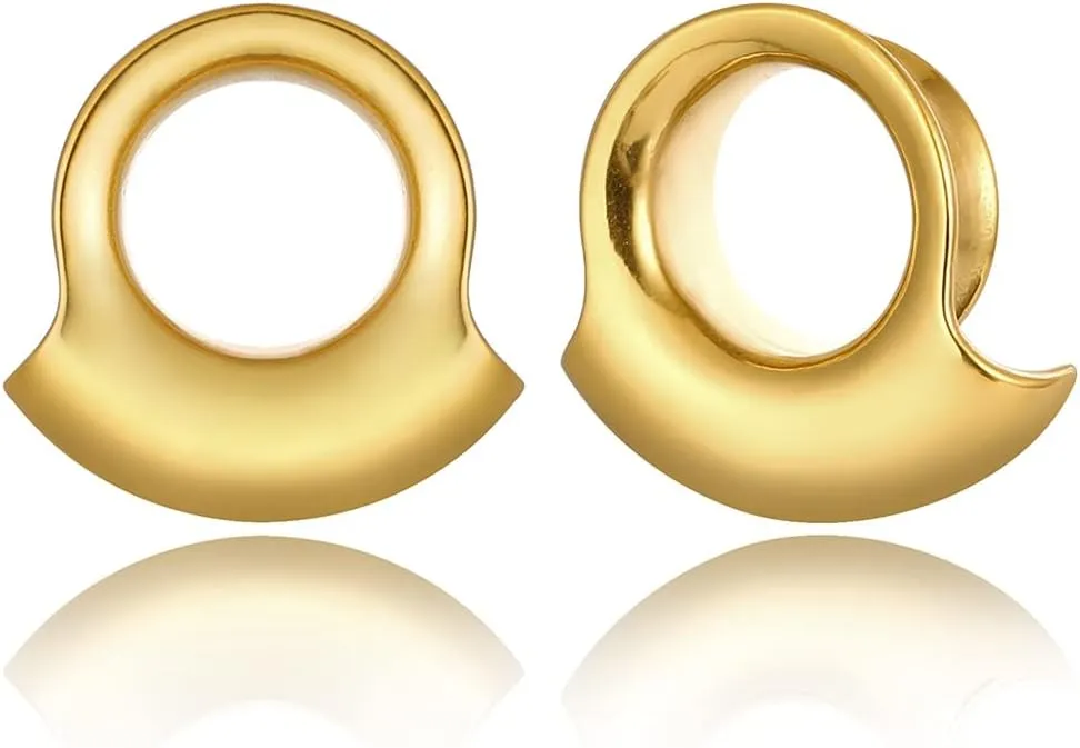 2PCS Ear Plugs Gauges for Stretched Ears Hypoallergenic 316 Stainless Steel Ear cuff Tunels 8mm-25mm (0G-1") Body Piercing Jewelry for Women Men