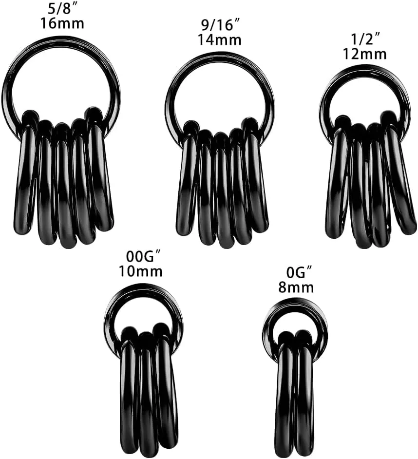 2PCS Ear Tunnels Plugs Gauges with 10PCS Nose Rings 316 Stainless Steel Hypoallergenic Earrings Expanders for Stretched Piercing Body Jewelry