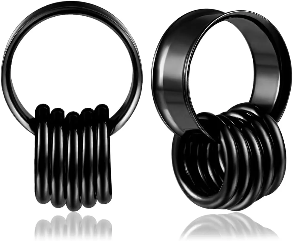 2PCS Ear Tunnels Plugs Gauges with 10PCS Nose Rings 316 Stainless Steel Hypoallergenic Earrings Expanders for Stretched Piercing Body Jewelry