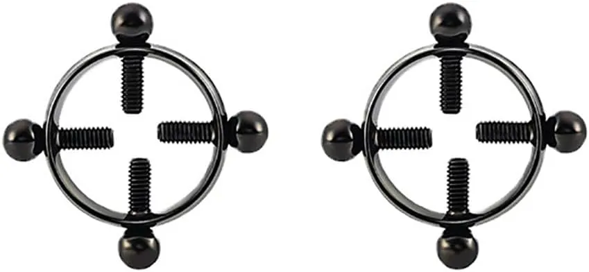 2Pcs Round Non-Piercing Nipple Rings Stainless Steel Fake Nipple Rings Shield Barbell Ring Nipple Jewelry Summer Beach Body Jewelry for Women