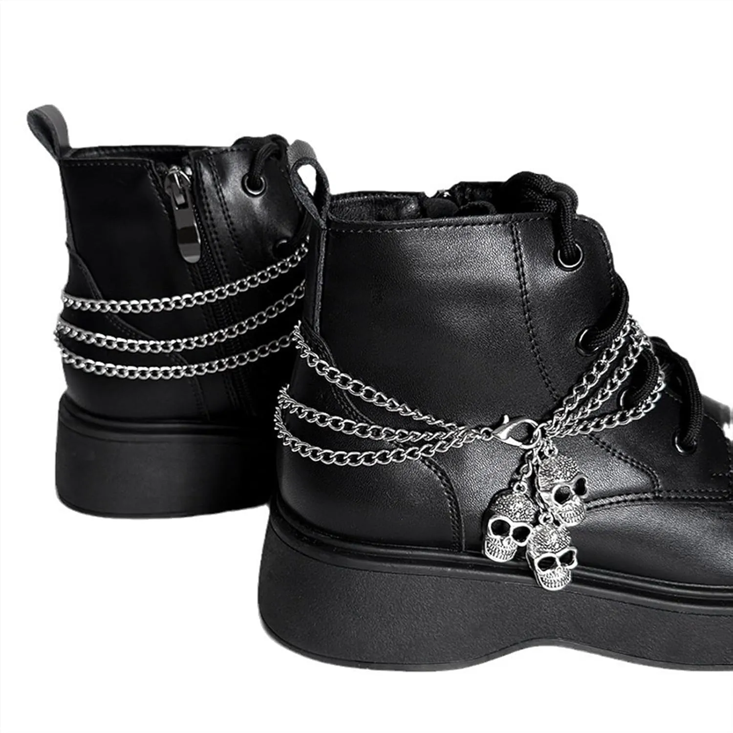 2PCS Shoe Charms Chain Shoelace Chains DIY Punk Shoe Accessories Decoration for Boot Sneaker Bag Handbags Pants Chain Keychain Cool Party for Girl Women