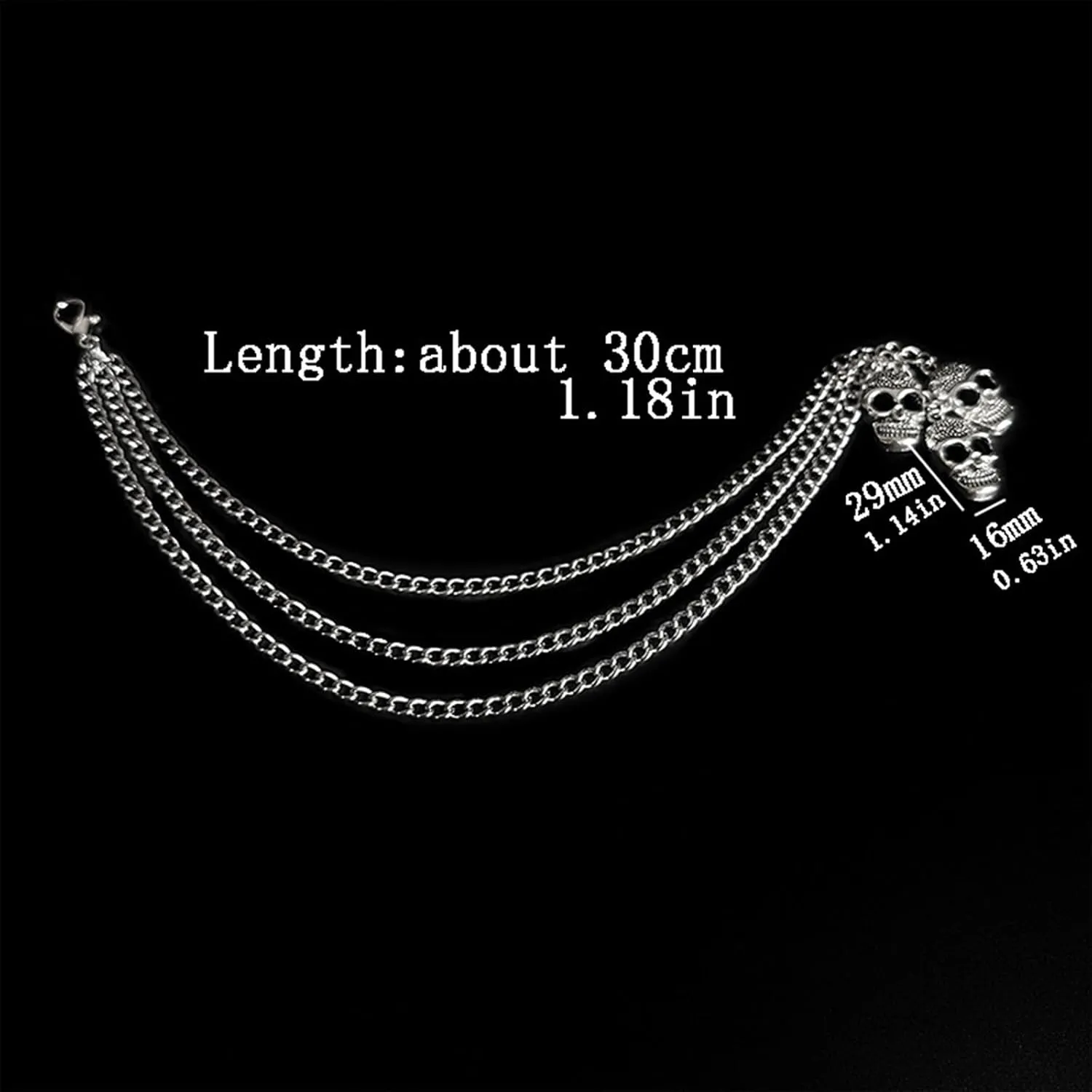 2PCS Shoe Charms Chain Shoelace Chains DIY Punk Shoe Accessories Decoration for Boot Sneaker Bag Handbags Pants Chain Keychain Cool Party for Girl Women