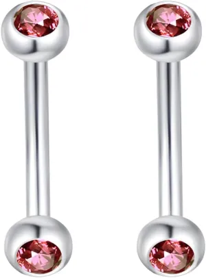 2PCS Sphere Inlay Red Zircon 1.2mm(16G) Navel Belly Studs Eyebrow Rings Lip Stud Ear Bone Nails Tongue Bars Hypoallergenic Long Body Piercing For Women Solid Titanium Steel Stainless Steel 8mm