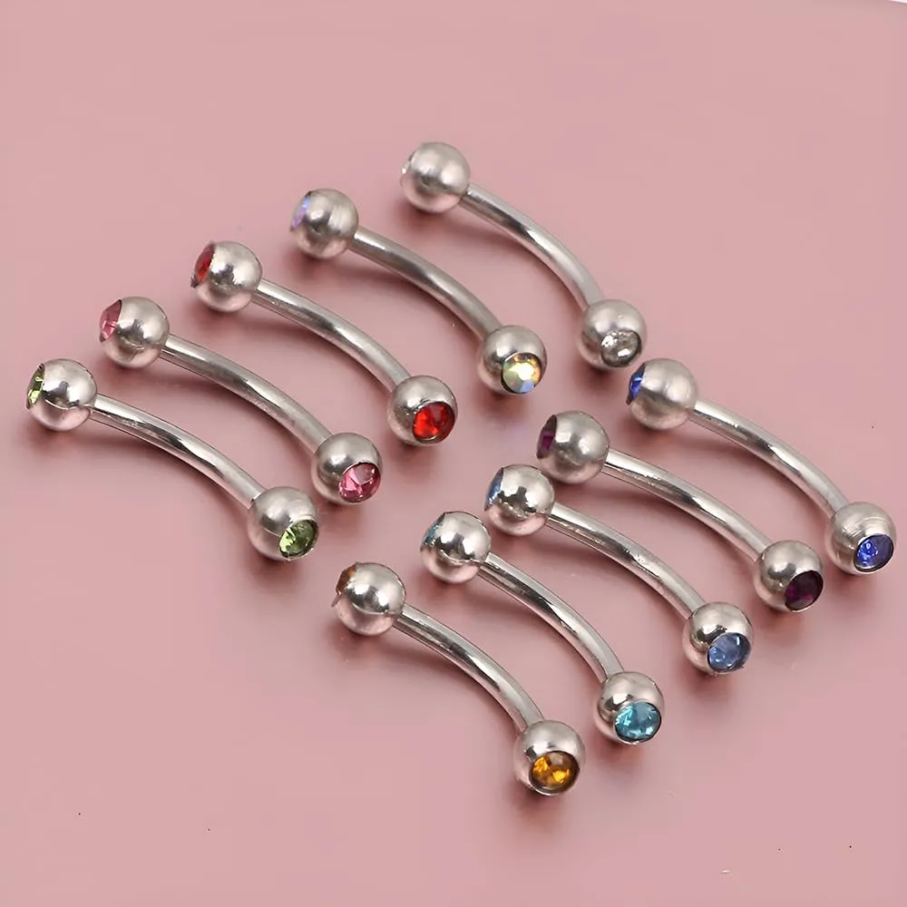 2PCS Sphere Inlay Red Zircon 1.2mm(16G) Navel Belly Studs Eyebrow Rings Lip Stud Ear Bone Nails Tongue Bars Hypoallergenic Long Body Piercing For Women Solid Titanium Steel Stainless Steel 8mm