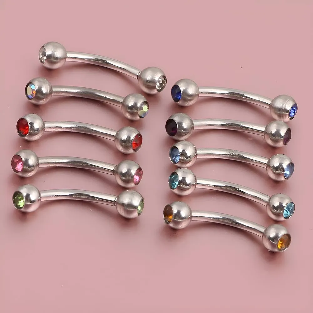 2PCS Sphere Inlay Red Zircon 1.2mm(16G) Navel Belly Studs Eyebrow Rings Lip Stud Ear Bone Nails Tongue Bars Hypoallergenic Long Body Piercing For Women Solid Titanium Steel Stainless Steel 8mm