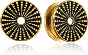 2PCS Unique Ear Gauges Plugs Tunnels for Stretched Ears, Hypoallergenic 316 Stainless Steel Plugs Tunels Gauuges for Ears 8mm-25mm (0G-1") Body Piercing Jewelry for Women Men
