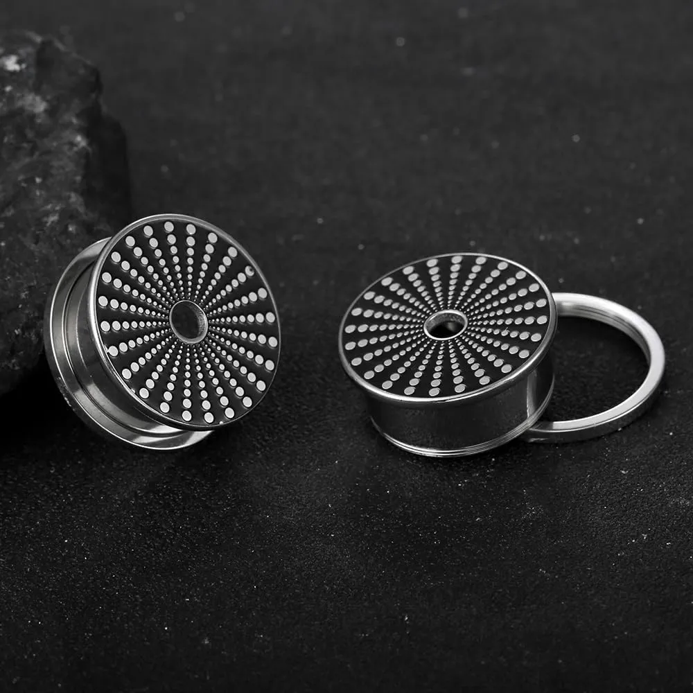 2PCS Unique Ear Gauges Plugs Tunnels for Stretched Ears, Hypoallergenic 316 Stainless Steel Plugs Tunels Gauuges for Ears 8mm-25mm (0G-1") Body Piercing Jewelry for Women Men