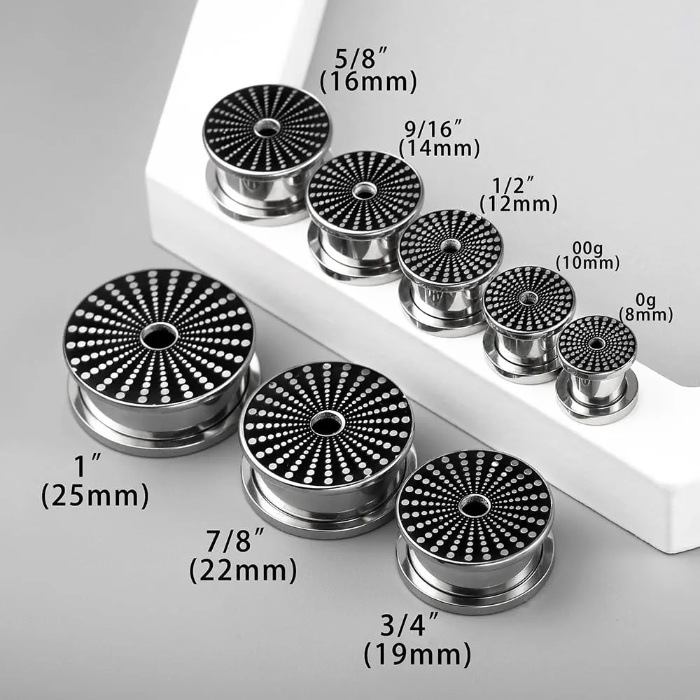 2PCS Unique Ear Gauges Plugs Tunnels for Stretched Ears, Hypoallergenic 316 Stainless Steel Plugs Tunels Gauuges for Ears 8mm-25mm (0G-1") Body Piercing Jewelry for Women Men