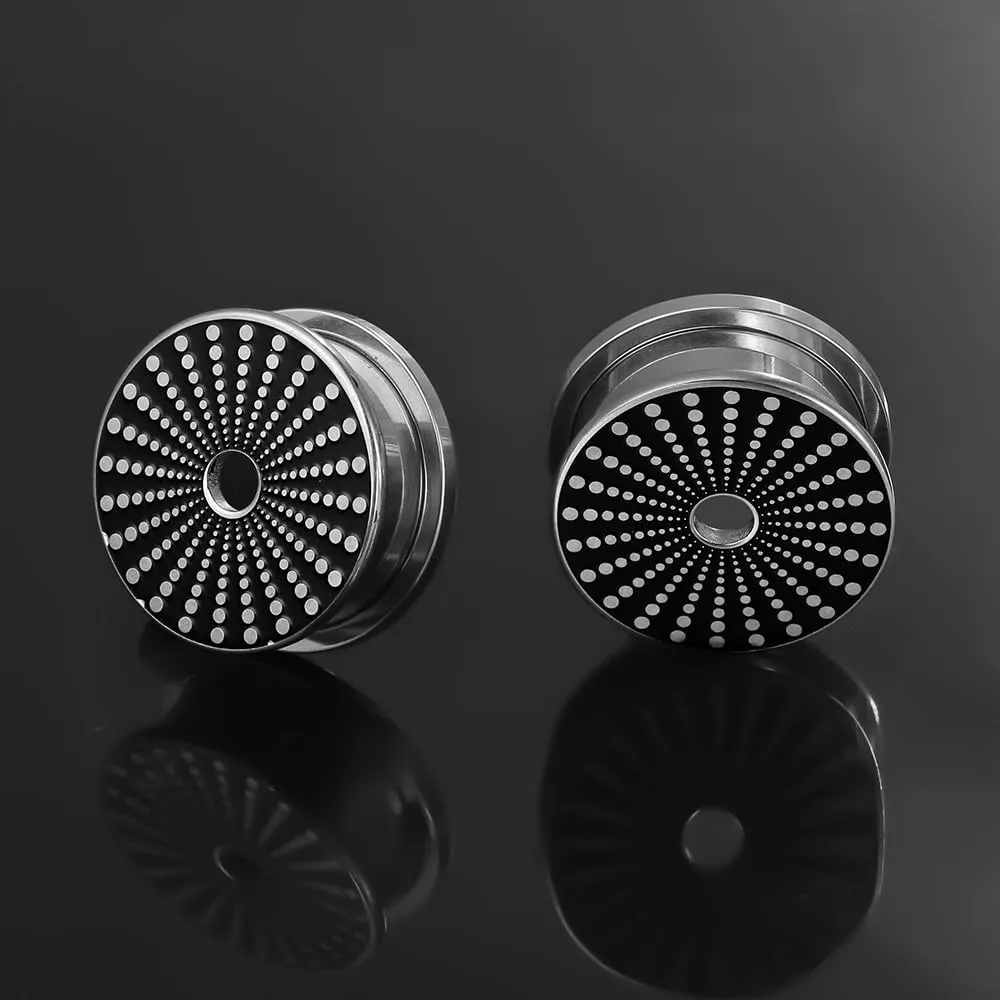 2PCS Unique Ear Gauges Plugs Tunnels for Stretched Ears, Hypoallergenic 316 Stainless Steel Plugs Tunels Gauuges for Ears 8mm-25mm (0G-1") Body Piercing Jewelry for Women Men