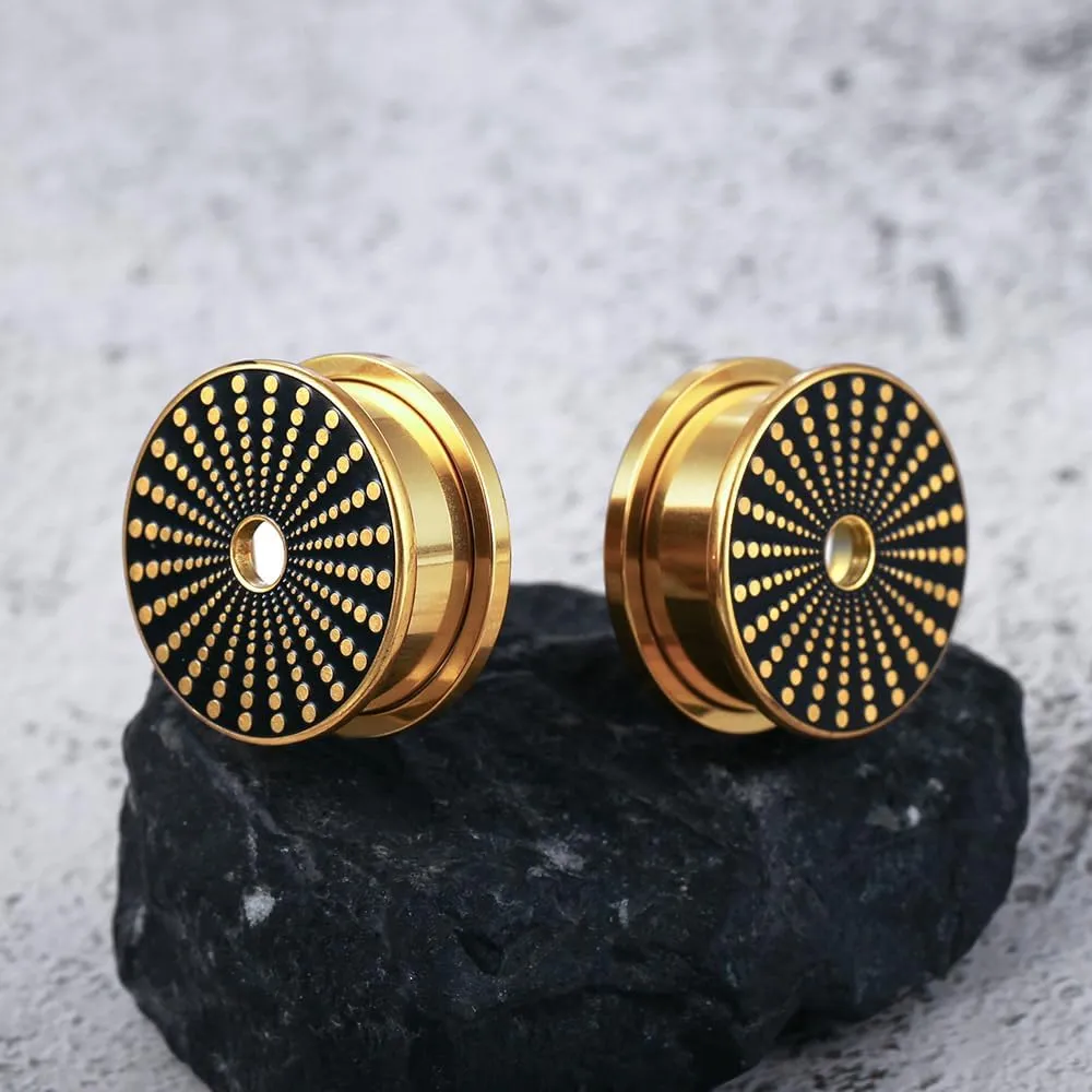 2PCS Unique Ear Gauges Plugs Tunnels for Stretched Ears, Hypoallergenic 316 Stainless Steel Plugs Tunels Gauuges for Ears 8mm-25mm (0G-1") Body Piercing Jewelry for Women Men