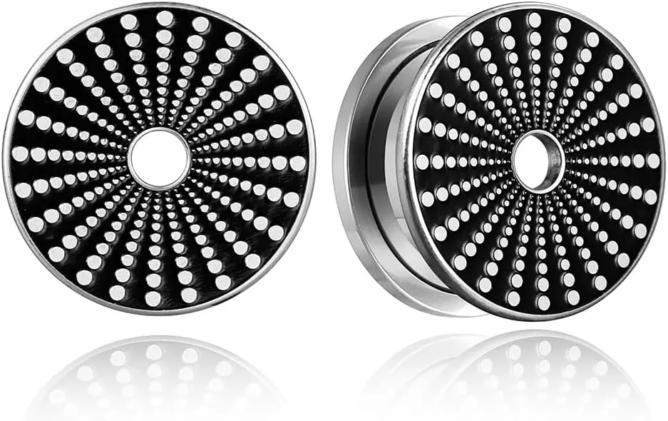 2PCS Unique Ear Gauges Plugs Tunnels for Stretched Ears, Hypoallergenic 316 Stainless Steel Plugs Tunels Gauuges for Ears 8mm-25mm (0G-1") Body Piercing Jewelry for Women Men