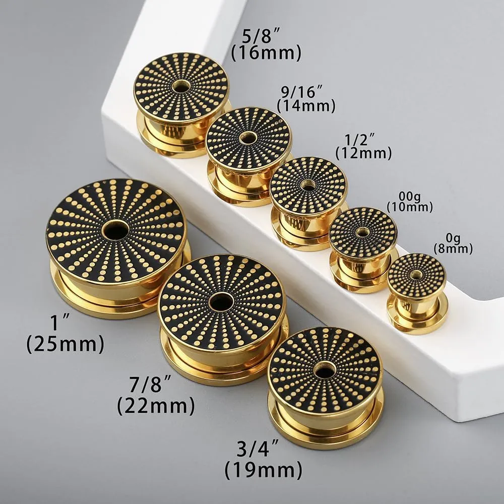 2PCS Unique Ear Gauges Plugs Tunnels for Stretched Ears, Hypoallergenic 316 Stainless Steel Plugs Tunels Gauuges for Ears 8mm-25mm (0G-1") Body Piercing Jewelry for Women Men