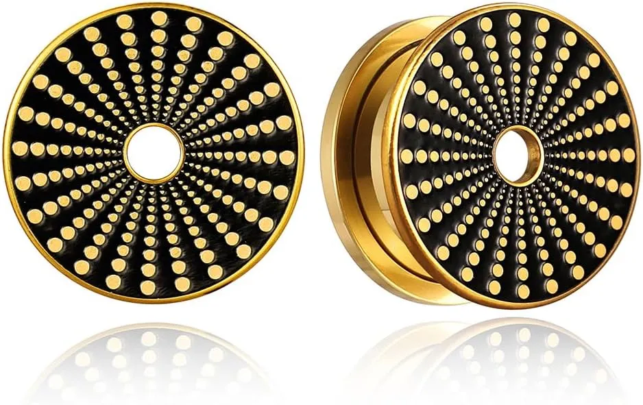 2PCS Unique Ear Gauges Plugs Tunnels for Stretched Ears, Hypoallergenic 316 Stainless Steel Plugs Tunels Gauuges for Ears 8mm-25mm (0G-1") Body Piercing Jewelry for Women Men