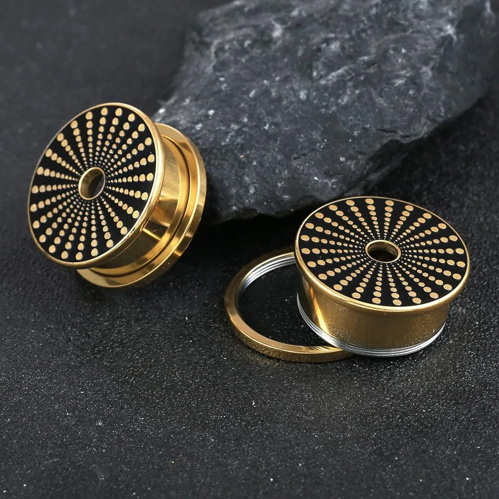2PCS Unique Ear Gauges Plugs Tunnels for Stretched Ears, Hypoallergenic 316 Stainless Steel Plugs Tunels Gauuges for Ears 8mm-25mm (0G-1") Body Piercing Jewelry for Women Men