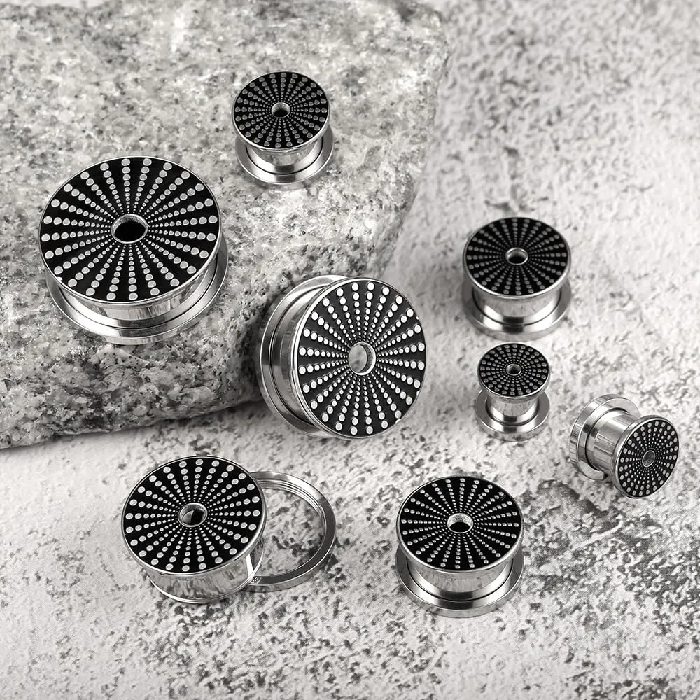 2PCS Unique Ear Gauges Plugs Tunnels for Stretched Ears, Hypoallergenic 316 Stainless Steel Plugs Tunels Gauuges for Ears 8mm-25mm (0G-1") Body Piercing Jewelry for Women Men