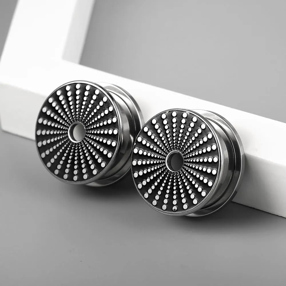 2PCS Unique Ear Gauges Plugs Tunnels for Stretched Ears, Hypoallergenic 316 Stainless Steel Plugs Tunels Gauuges for Ears 8mm-25mm (0G-1") Body Piercing Jewelry for Women Men