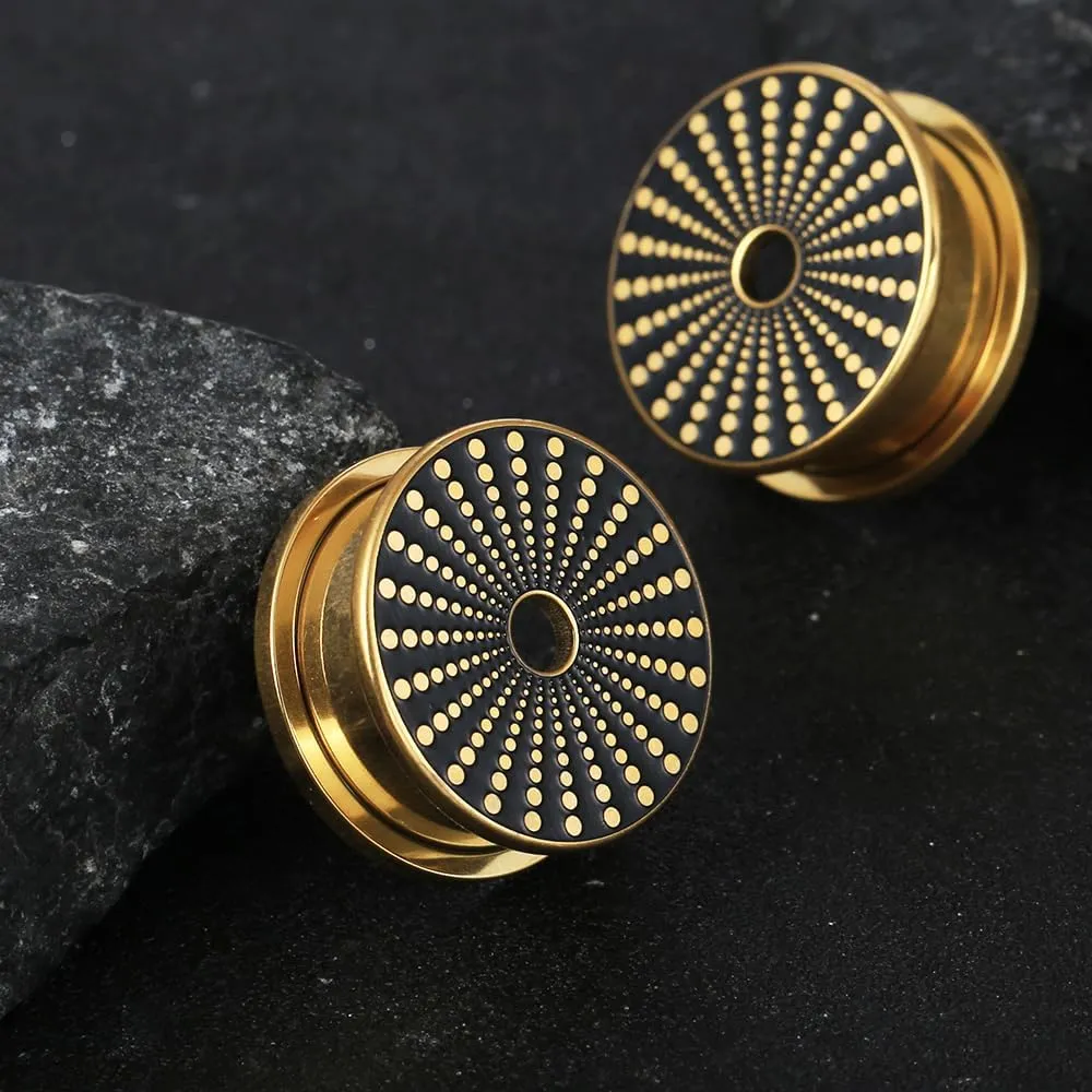 2PCS Unique Ear Gauges Plugs Tunnels for Stretched Ears, Hypoallergenic 316 Stainless Steel Plugs Tunels Gauuges for Ears 8mm-25mm (0G-1") Body Piercing Jewelry for Women Men