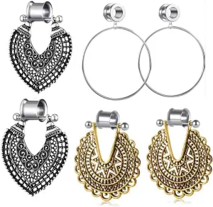 3 Pairs Stainless Steel Ear Plugs Ear Plugs Tunnel Gauge Stretcher Pierced Earrings