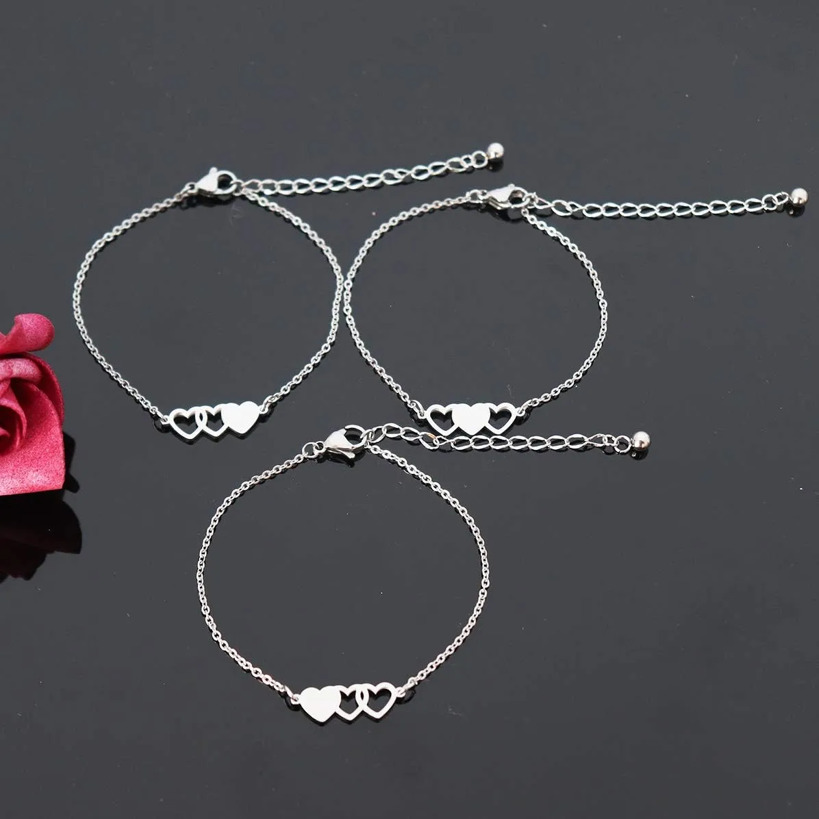 3 Sisters Ring Set Three Heart Rings of 3 Friendship Ring 3 Sister Gift