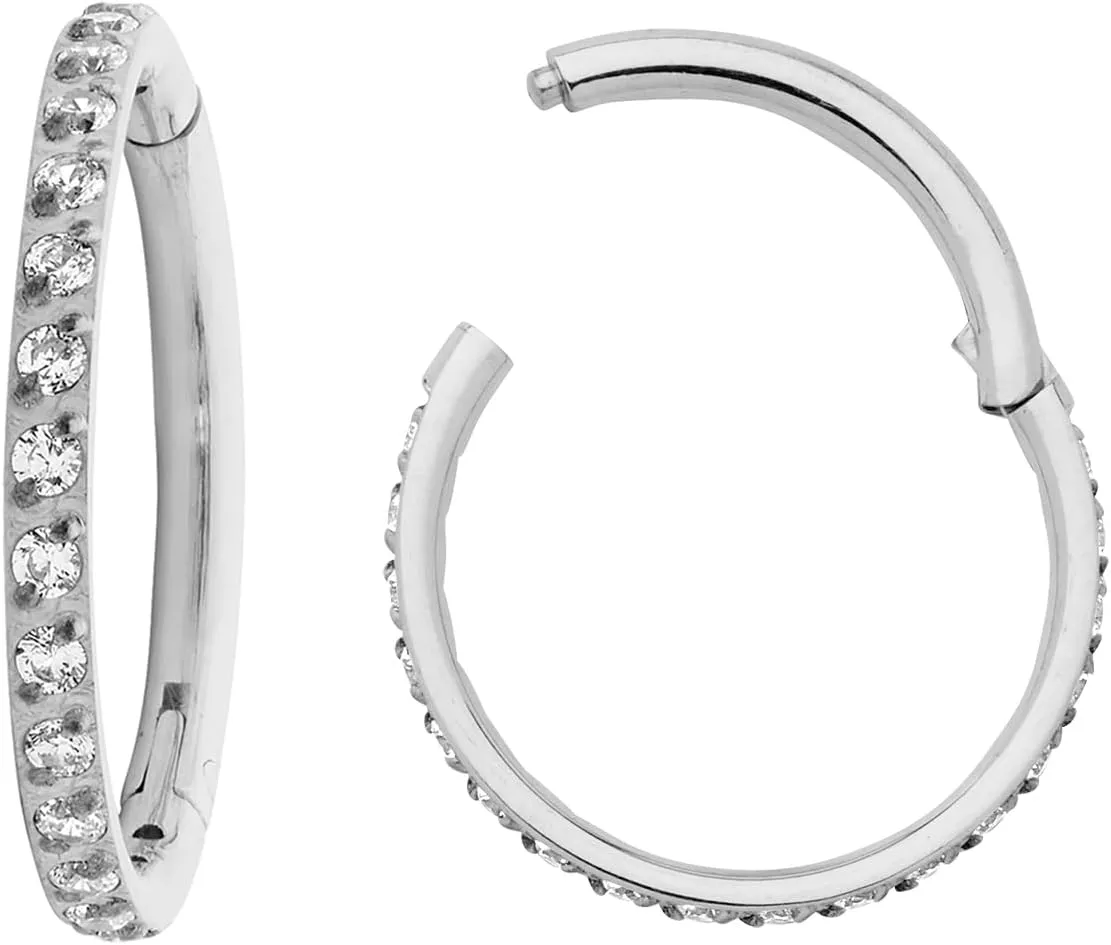 365 Sleepers Titanium Implant Grade 16G Gem Septum Jewelry Hinged Segment Ring Body Piercing Hoop Lip Rings Helix Cartilage Rook Sleeper Earrings 6mm  14mm
