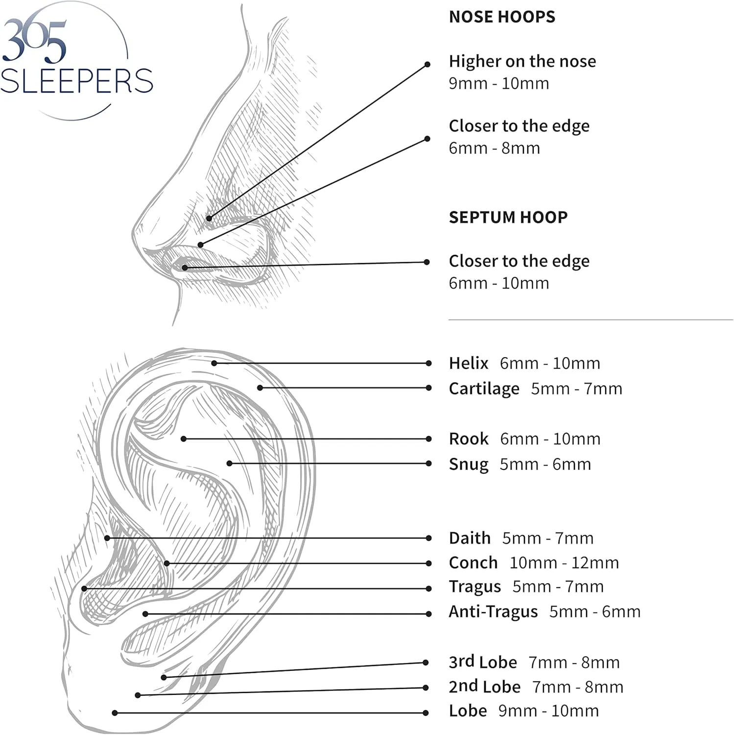 365 Sleepers Titanium Implant Grade 16G Moon Septum Jewelry Hinged Segment Ring Body Piercing Hoop Lip Rings Helix Cartilage Rook Sleeper Earrings 8mm  10mm