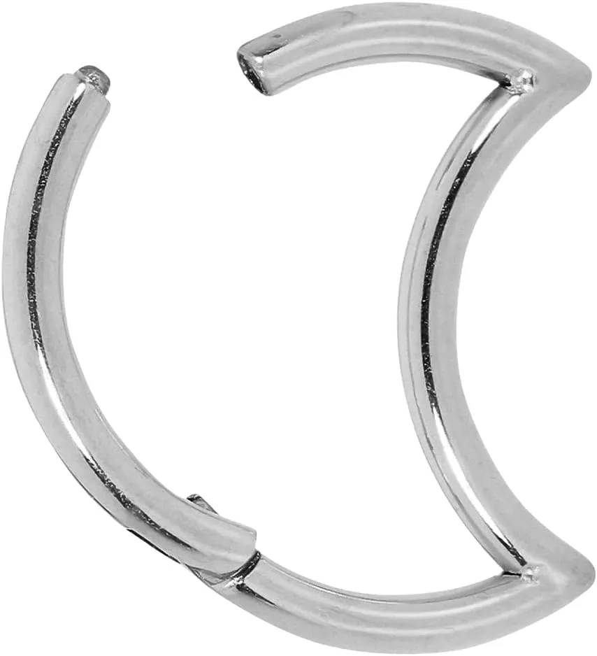 365 Sleepers Titanium Implant Grade 16G Moon Septum Jewelry Hinged Segment Ring Body Piercing Hoop Lip Rings Helix Cartilage Rook Sleeper Earrings 8mm  10mm