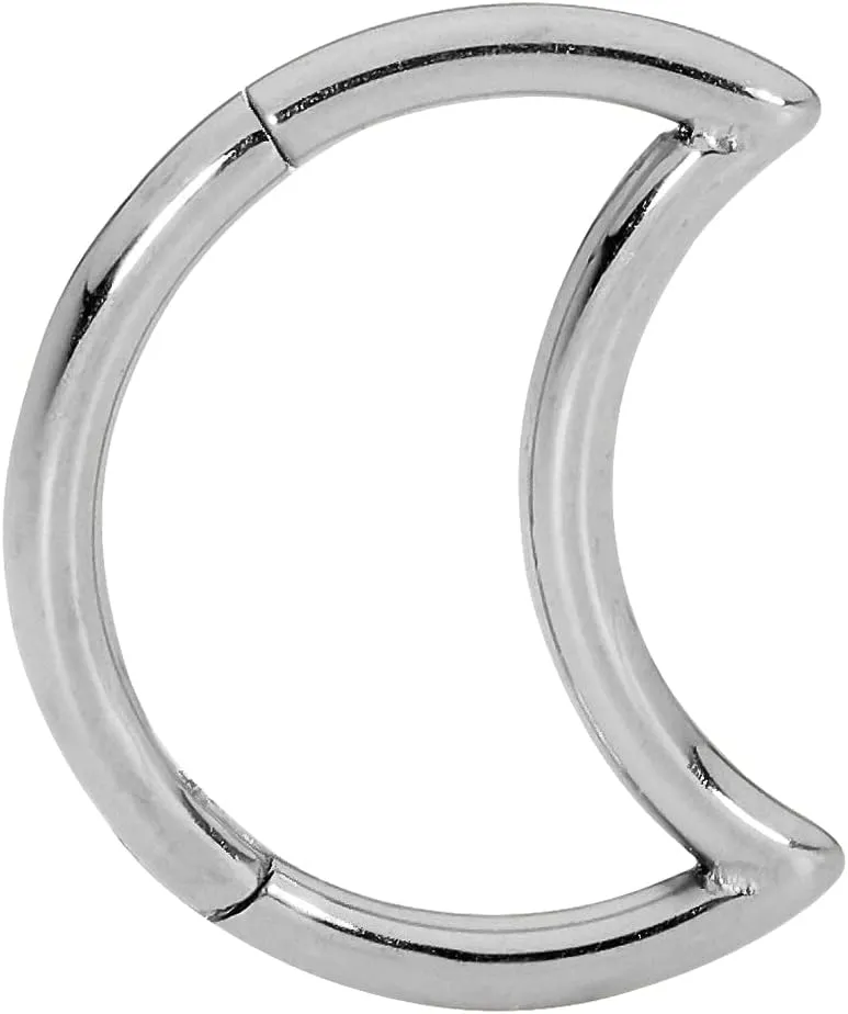 365 Sleepers Titanium Implant Grade 16G Moon Septum Jewelry Hinged Segment Ring Body Piercing Hoop Lip Rings Helix Cartilage Rook Sleeper Earrings 8mm  10mm