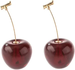3D Dried Flower Red Cherry Drop Dangle Earrings Sweet Cute Stereo Fruit Jewelry for Women