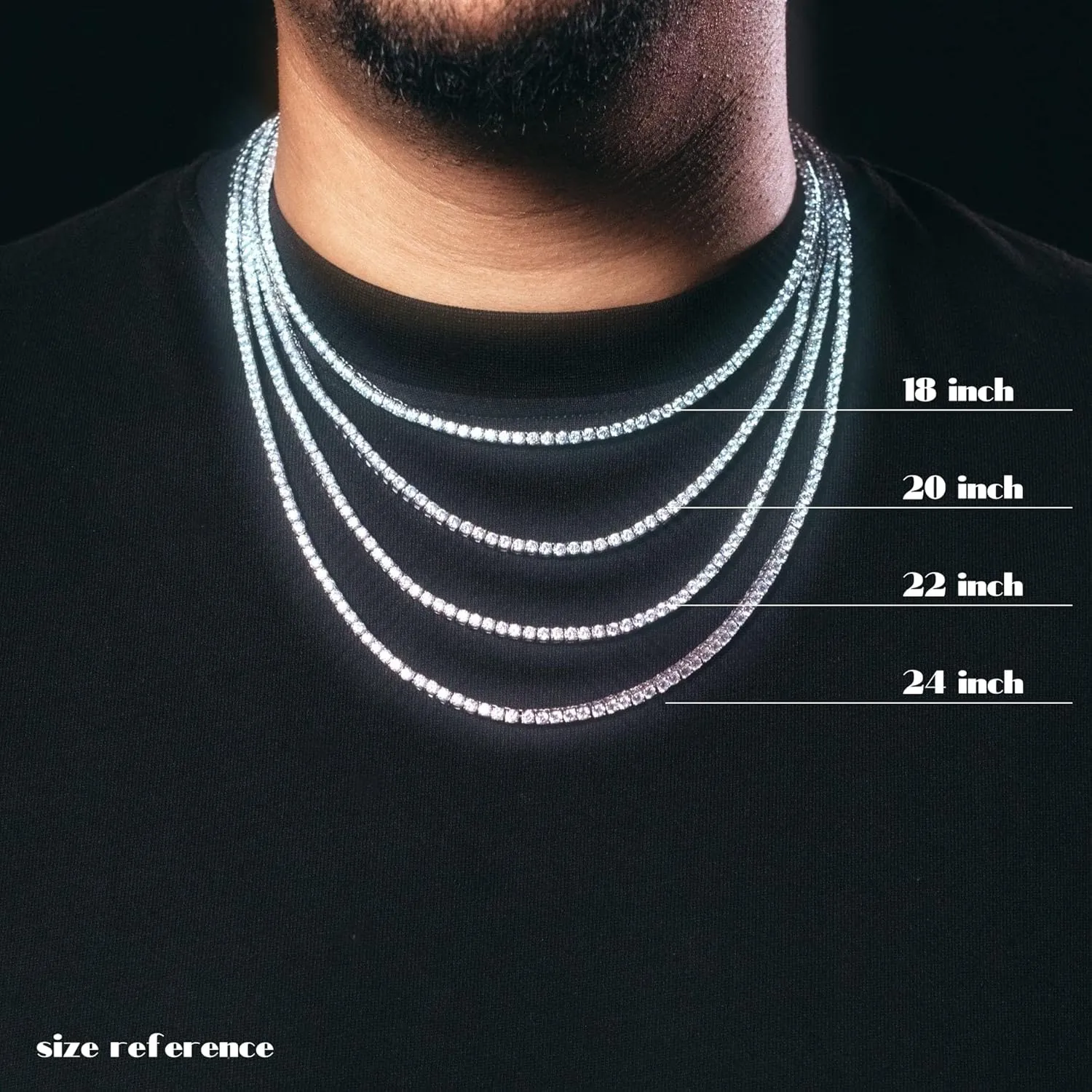 3MM Tennis Chain for Men Women, Real 18K White Gold Plated Iced Out Necklace, Gift for Birthday & Christmas(Double Safety Cubic Zirconia Clasp, Delicate Package)
