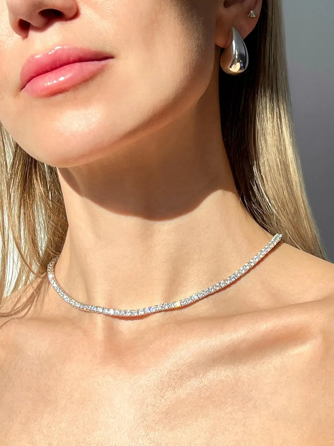 3MM Tennis Chain for Men Women, Real 18K White Gold Plated Iced Out Necklace, Gift for Birthday & Christmas(Double Safety Cubic Zirconia Clasp, Delicate Package)