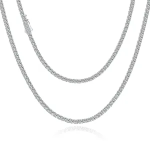 3MM Tennis Chain for Men Women, Real 18K White Gold Plated Iced Out Necklace, Gift for Birthday & Christmas(Double Safety Cubic Zirconia Clasp, Delicate Package)