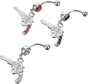 3pcs Rhinestone Navel Rings for Women Dangle Belly Button Jewelry with Unique Design Comfortable Metal Belly Ring Decor and Colors