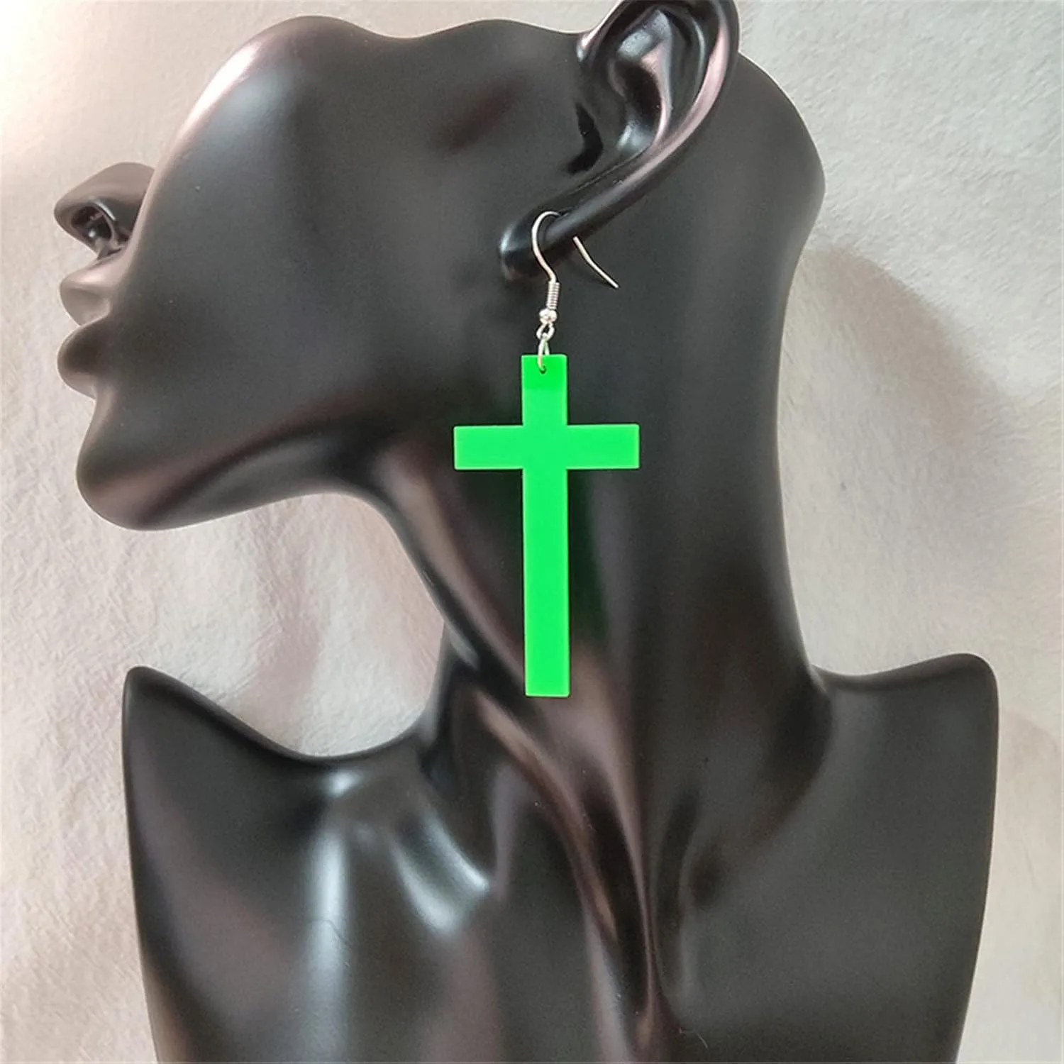 4Pairs Punk 80's Fluorescent Neon Acrylic Lightning Cross Bolt Dangle Earring Set Multicolor Gothic Hollow Out Lightning Statement Earring for Women Exaggerated Halloween Jewelry Gift