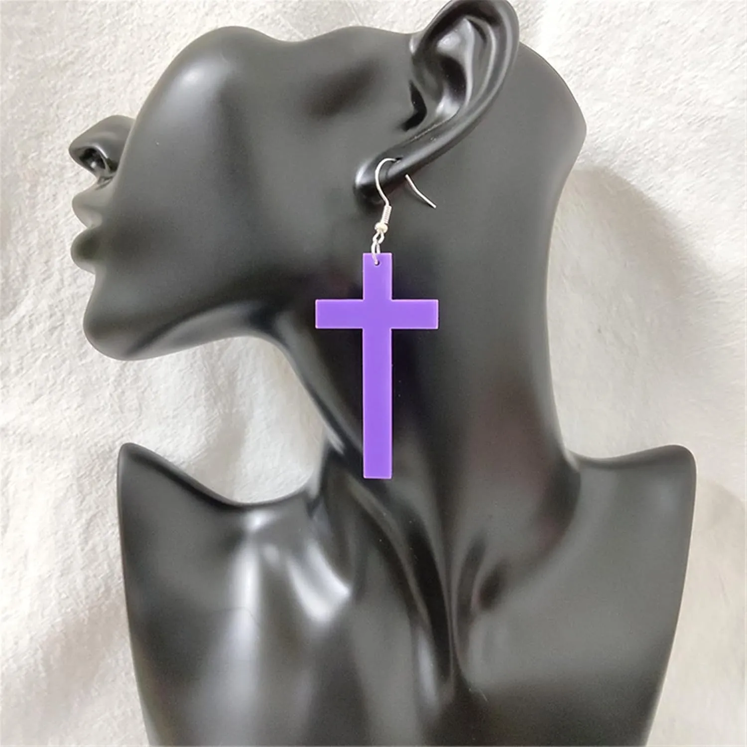 4Pairs Punk 80's Fluorescent Neon Acrylic Lightning Cross Bolt Dangle Earring Set Multicolor Gothic Hollow Out Lightning Statement Earring for Women Exaggerated Halloween Jewelry Gift