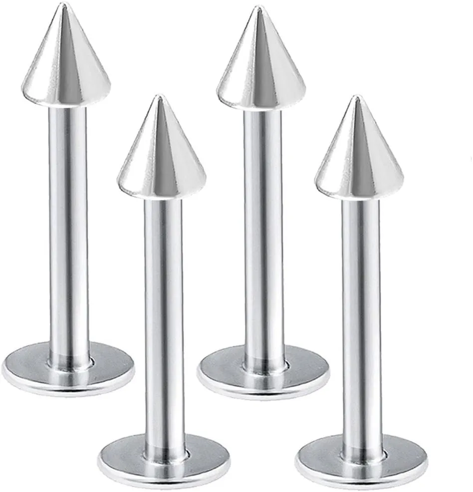 4pcs 14g Labret Studs Lip Ring Snake Spider Bite Forward Helix Monroe Dahlia Inner Conch Surgical Steel 3mm Spike Pick Size