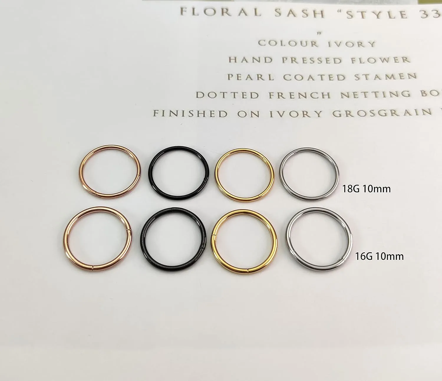 4Pcs 16G 18G 20G Surgical Steel Nose Rings Hoops Hinged Clicker Septum Ring lip ring Cartilage Hoop Gold Silver Rose Gold Black 6mm 7mm 8mm 9mm10mm 12mm Hypoallergenic Body Piercing jewelry for Women Men