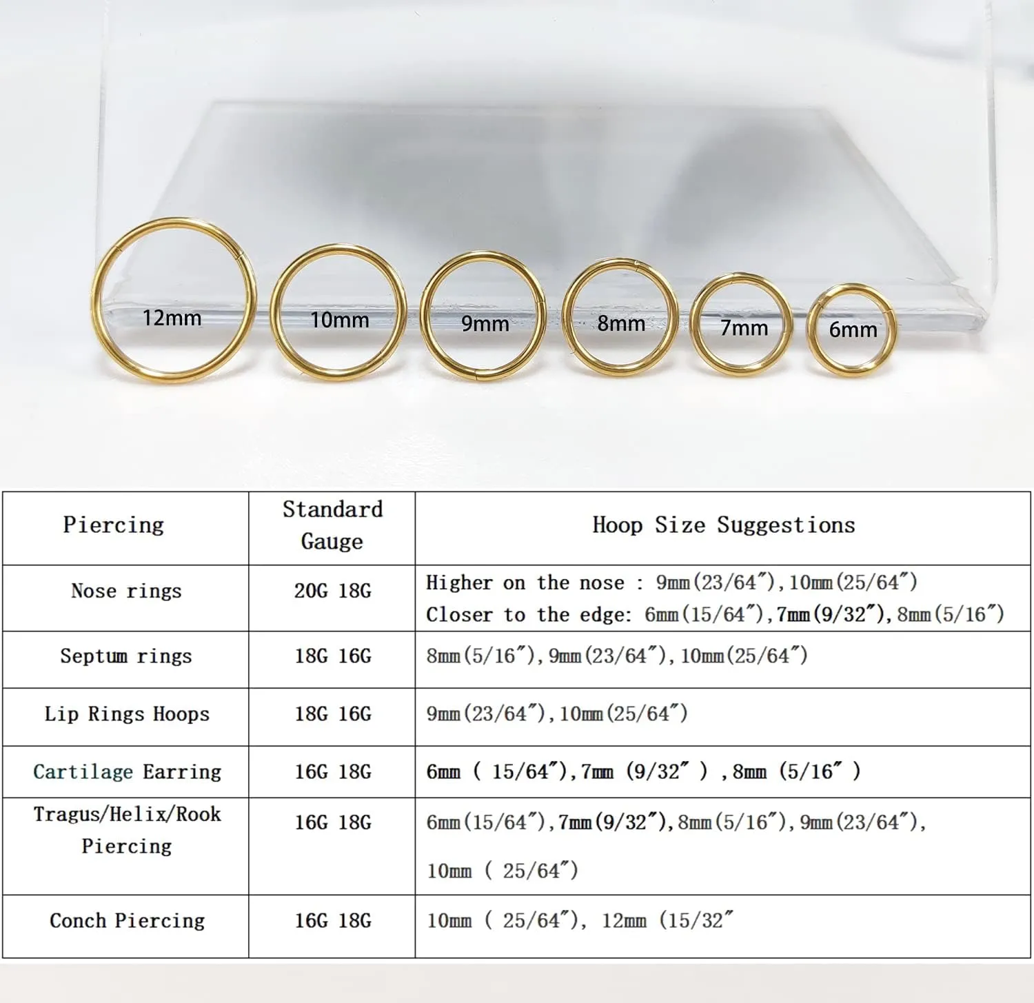 4Pcs 16G 18G 20G Surgical Steel Nose Rings Hoops Hinged Clicker Septum Ring lip ring Cartilage Hoop Gold Silver Rose Gold Black 6mm 7mm 8mm 9mm10mm 12mm Hypoallergenic Body Piercing jewelry for Women Men
